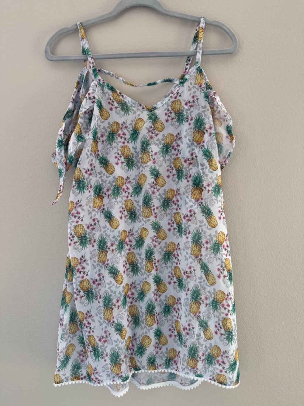 Miken Swim - FLUTTER-SLEVE DRESS SWIM COVER-UP - PINEAPPLE PRINT